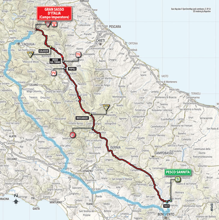 5月13日（日）第9ステージ　ペスコ・サンニータ〜グランサッソ・ディタリア　225km　☆☆☆