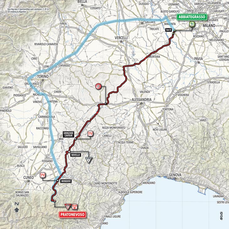 5月24日（木）第18ステージ　アッビアーテグラッソ〜プラート・ネヴォーゾ　196km　☆☆☆☆