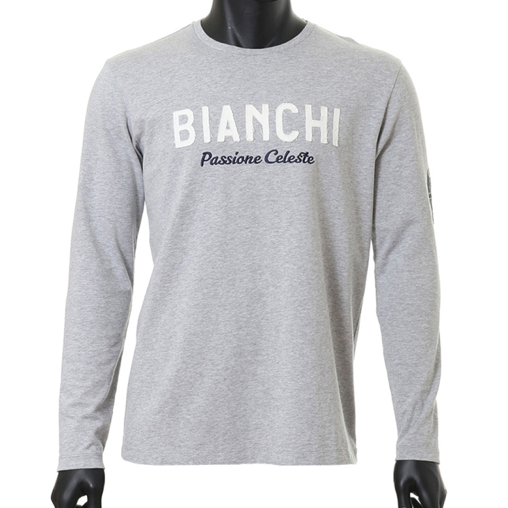 ビアンキ L/S T-SHIRTS(ビアンキロゴ長袖Tシャツ、グレー)