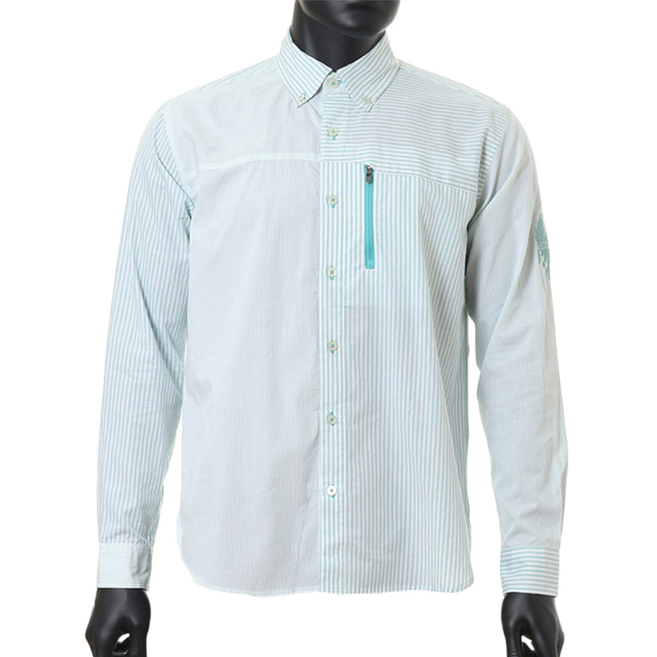 ビアンキ L/S SHIRTS (長袖ストライプシャツ、サックス)