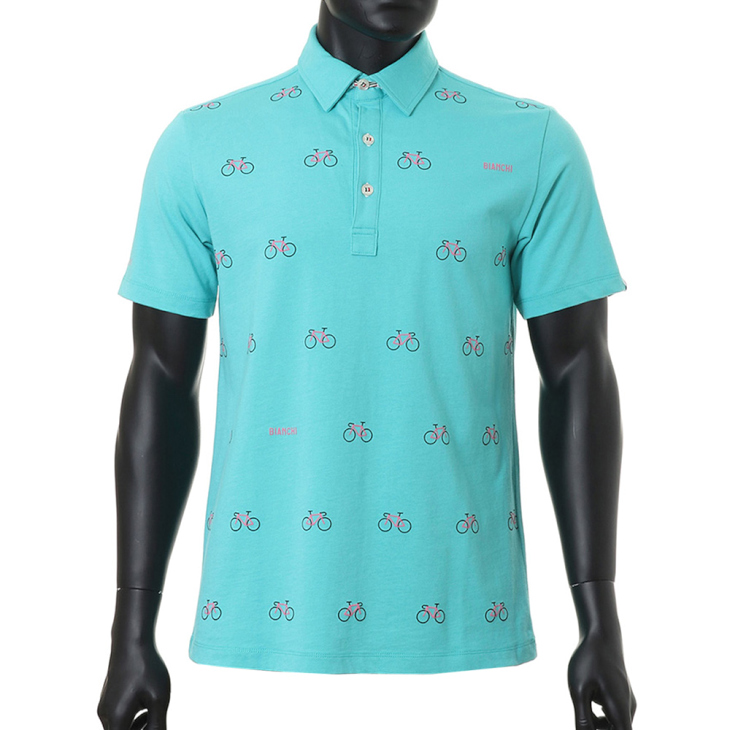 ビアンキ S/S POLO SHIRTS(プリントポロ、チェレステ)