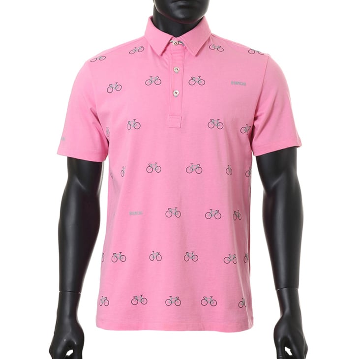 ビアンキ S/S POLO SHIRTS(プリントポロ、ピンク)