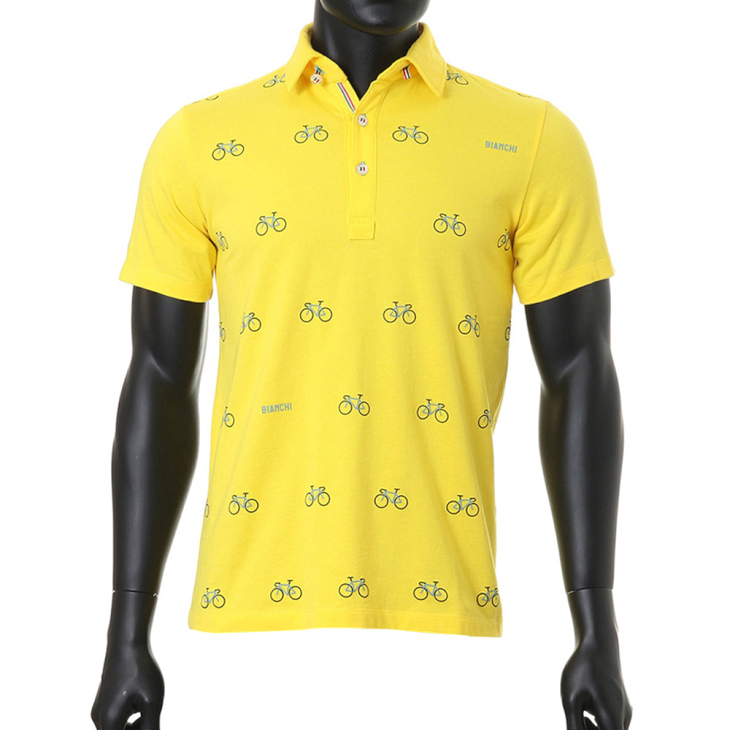 ビアンキ S/S POLO SHIRTS(プリントポロ、イエロー)