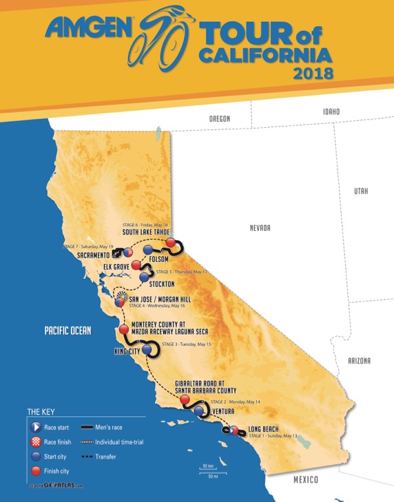 ツアー・オブ・カリフォルニア2018 コースマップ