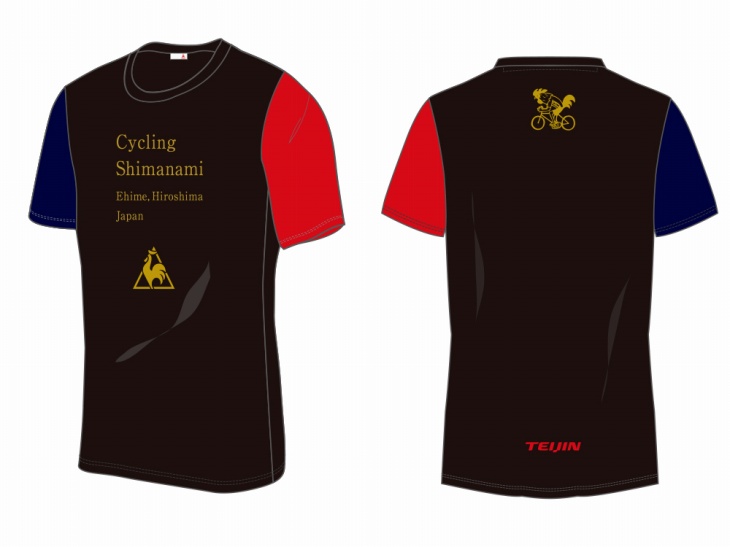 サイクリングしまなみ参加者全員にルコックスポルティフのオリジナルTシャツも配布される