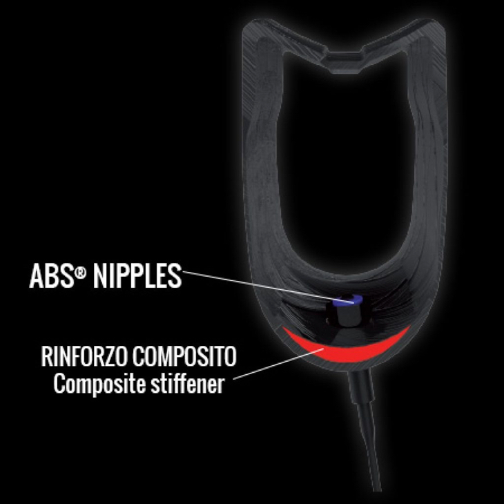 スポークの緩みを防ぎ、固定力を強化して剛性を増す独自の「ABSニップル」