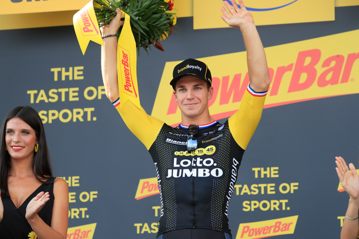 2017年ツール最終シャンゼリゼステージの優勝に続きステージ2勝目を挙げたディラン・フルーネウェーヘン（オランダ、ロットNLユンボ）