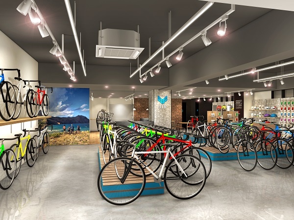 店内はロードバイク、クロスバイクを揃え、通勤サイクリストの拠点となることを目指す