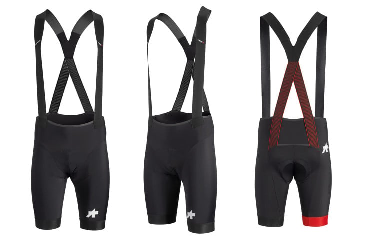 アソス EQUIPE RS BIB SHORTS S9（ブラック、レッド）