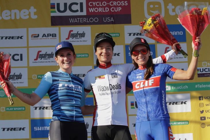 UCIシクロクロスワールドカップ2018-2019第1戦女子エリートレース表彰台
