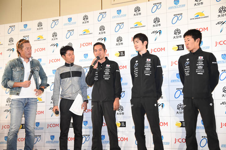 おおいたアーバンクラシックを制覇した日本ナショナルチームの浅田監督と石上優大、松田祥位のトークセッション