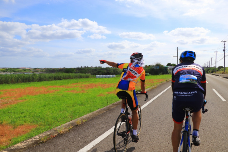 向こうが目指す岬ですよ、とおーりとーり隊のライダーさん