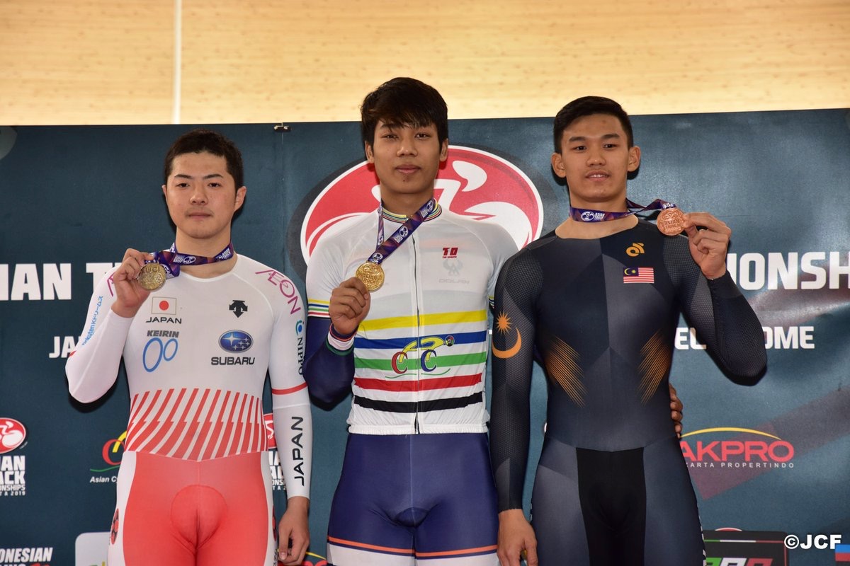 男子ジュニア1kmタイムトライアル 市田龍生都(日本)は2位銀メダル