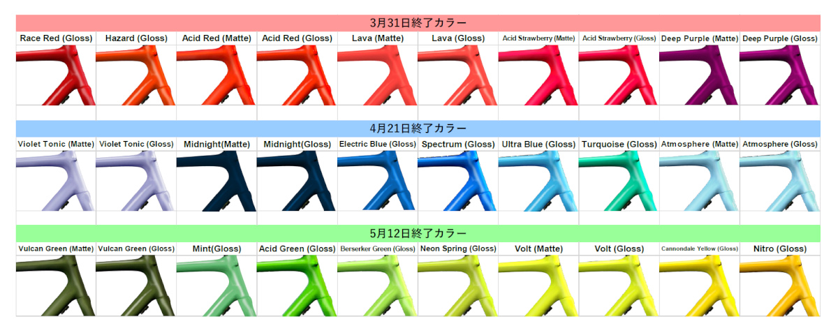 各カラーによってオーダー期間が決まっているため、早めにチェックして欲しい