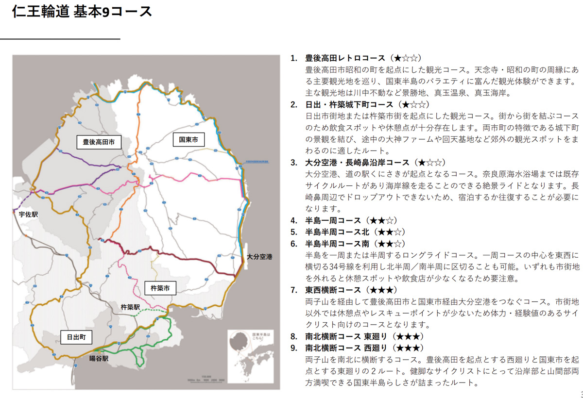 国東半島マップ　仁王輪道 基本9コース