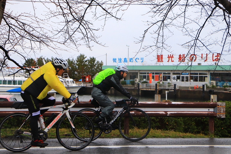 彦根港を走り抜けていく