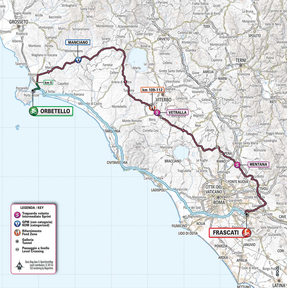 5月14日（火）第4ステージ　オルベテッロ〜フラスカーティ　235km ☆☆