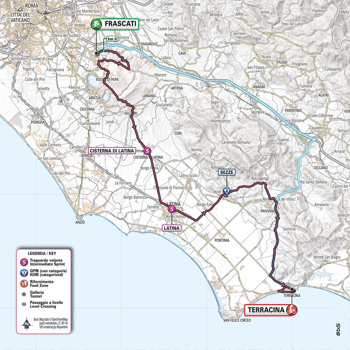 5月15日（水）第5ステージ　フラスカーティ〜テッラチーナ　140km ☆