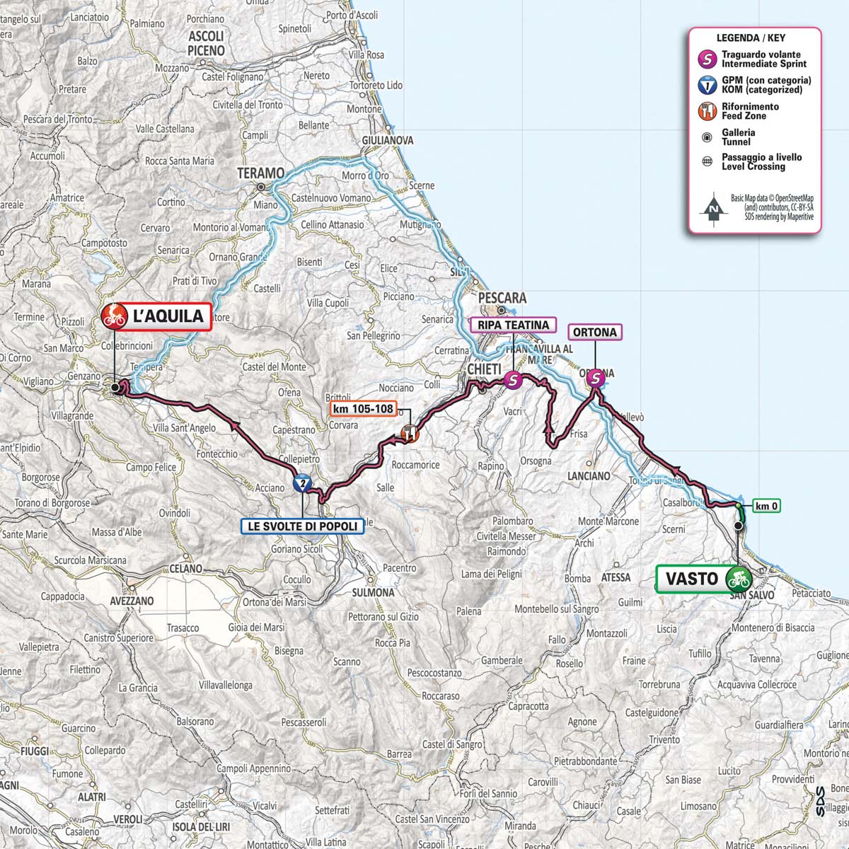 5月17日（金）第7ステージ　ヴァスト〜ラクイラ　185km ☆☆