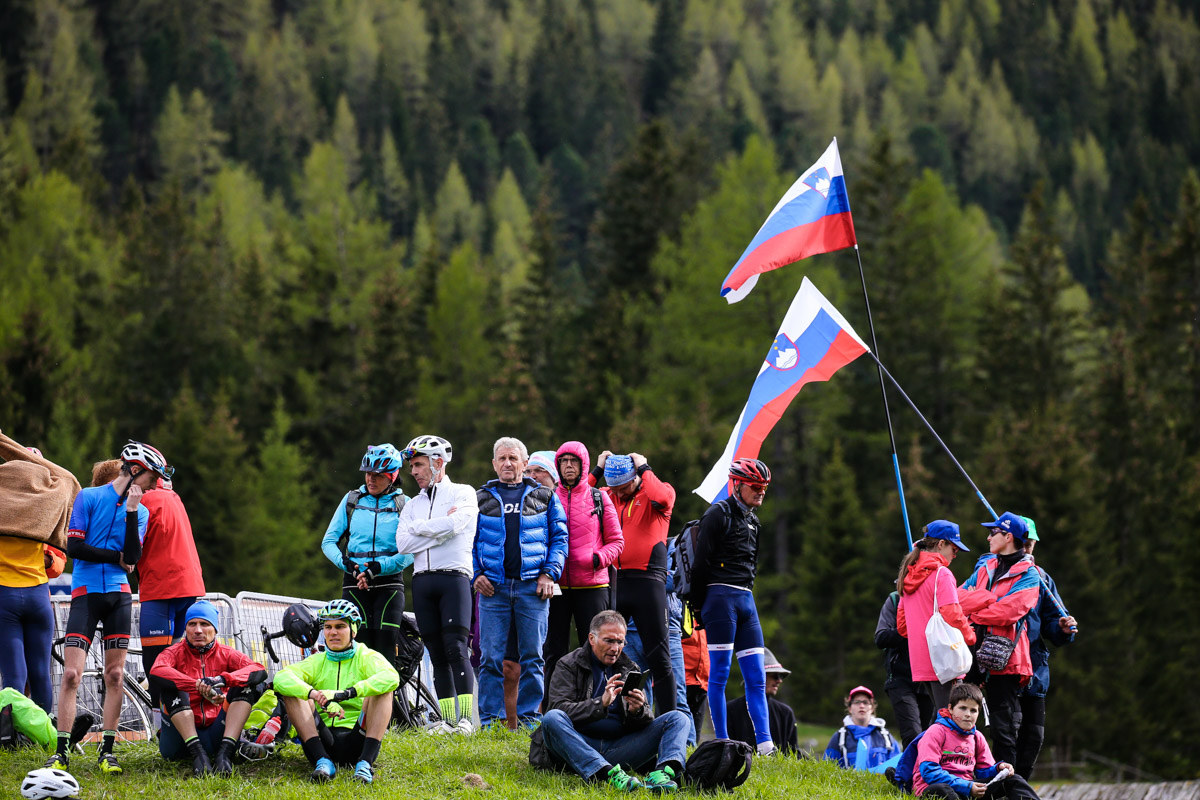 スロベニア国旗が目立つ