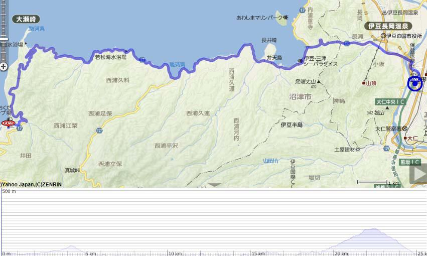 井田を目指して西伊豆をサイクリングする往復50kmのコースだ