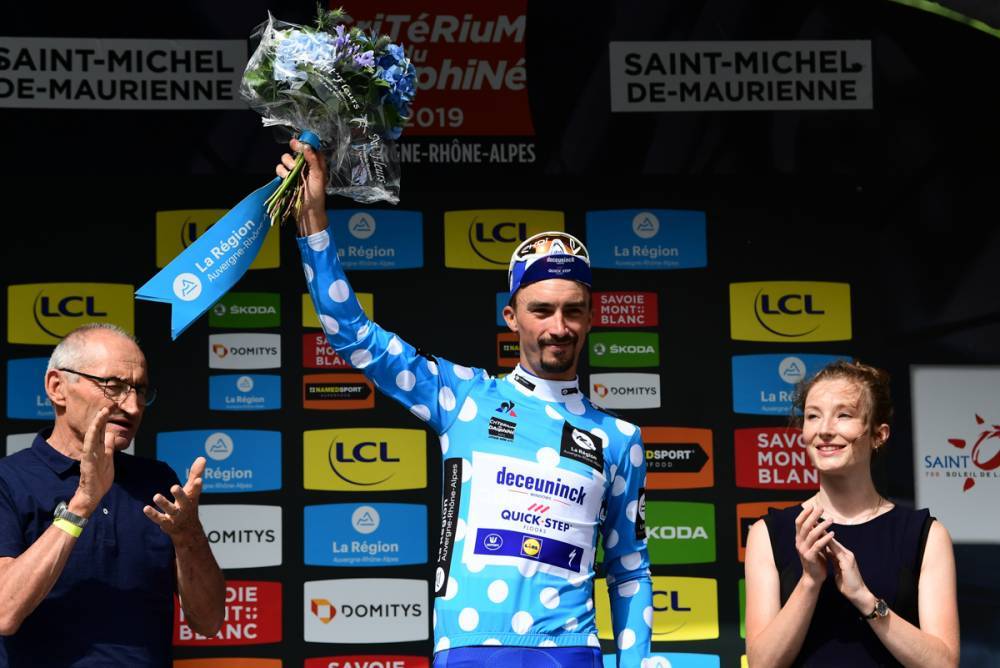 山岳賞ジャージを獲得したジュリアン・アラフィリップ(フランス、ドゥクーニンク・クイックステップ)