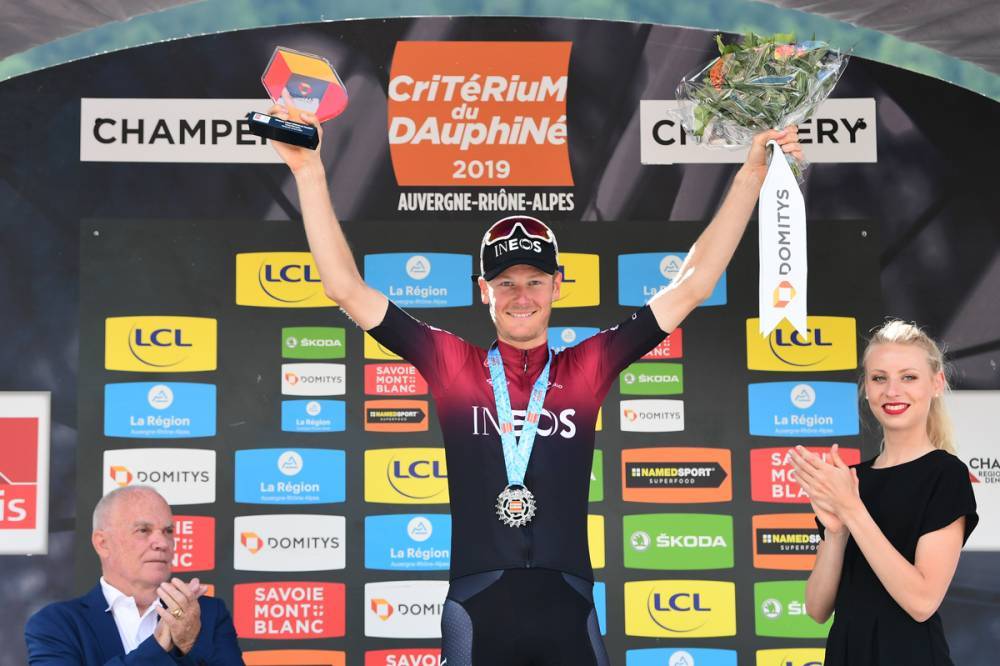 ステージ優勝を飾ったディラン・ファンバーレ(オランダ、チームイネオス)