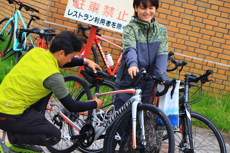 知床サイクリングサポートの協力でレンタサイクルも用意されていた