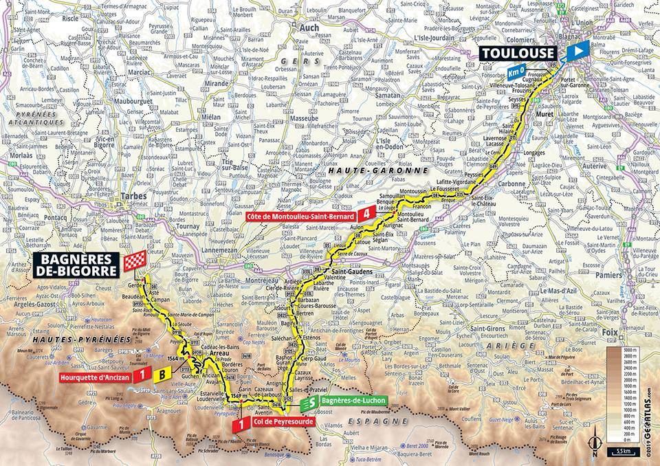 7月18日（木）第12ステージ　トゥールーズ〜バニェール・ド・ビゴール　209.5km