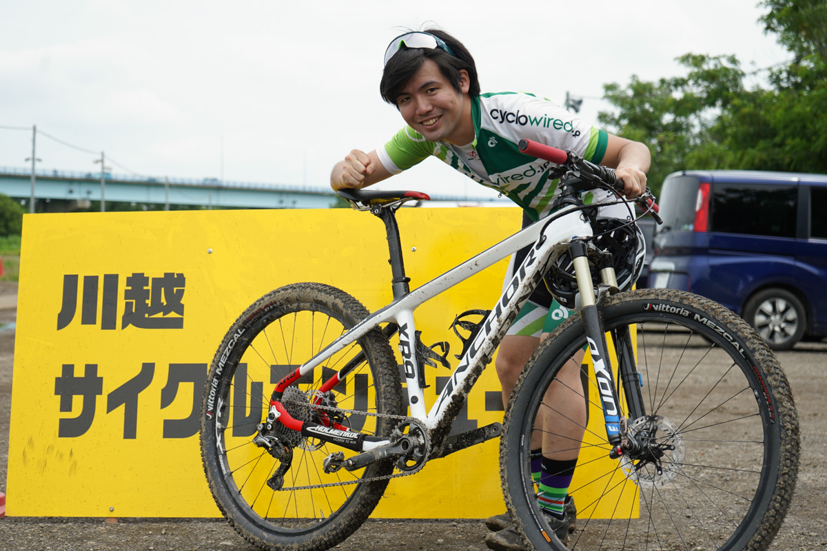 編集長に借りた自転車で意気揚々と構える筆者