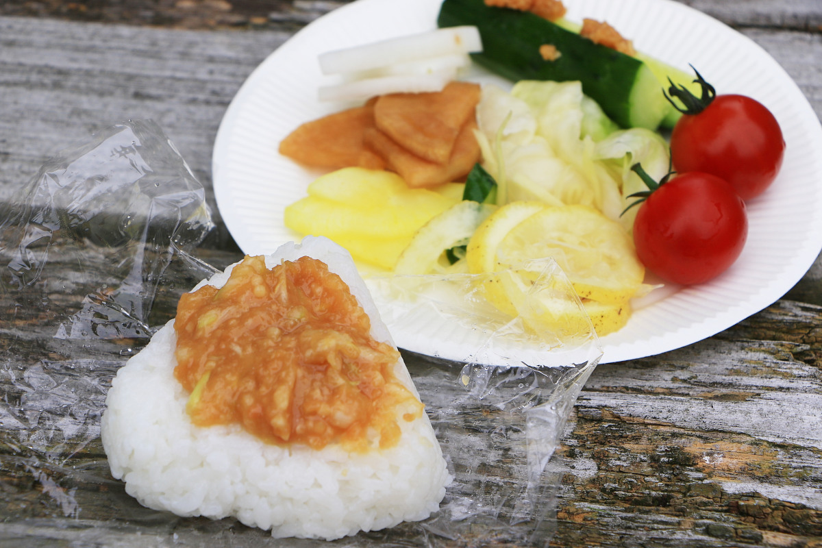 ネギ味噌おにぎりを頬張ると後半も頑張れる