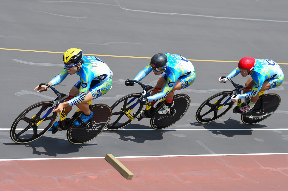 男子チームスプリント予選 1位 鳥取県 1分15秒034