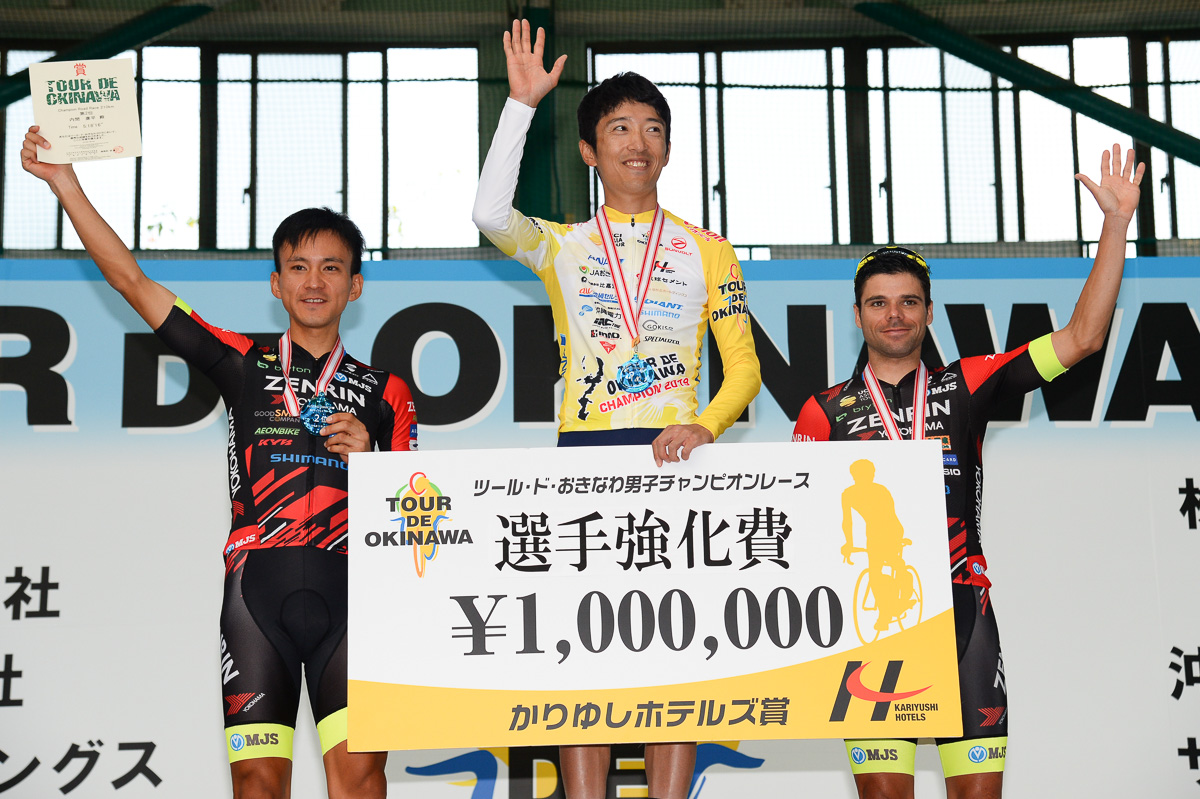 優勝した増田成幸（宇都宮ブリッツェン）には「選手強化費」として100万円が贈られた