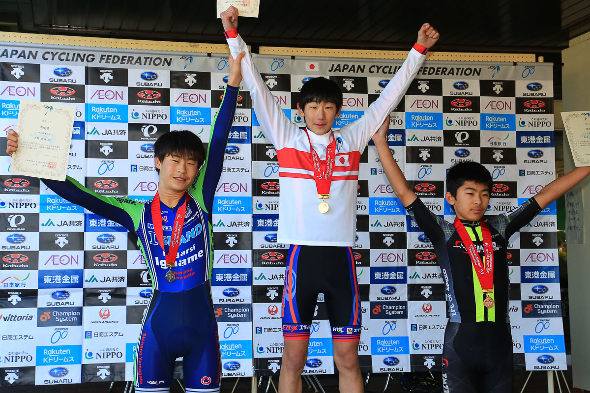 男子U17表彰 優勝は 柚木伸元(Pro Ride)