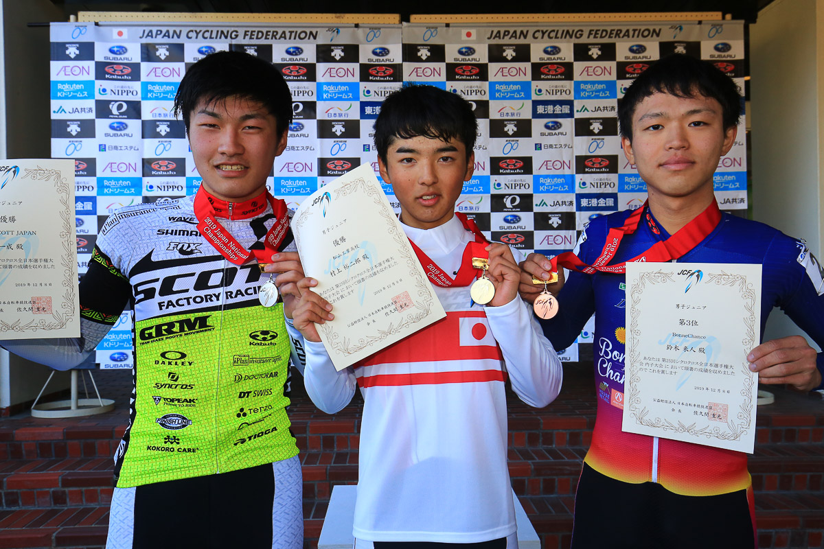 男子ジュニア表彰 優勝は村上裕二郎(松山工業高校)