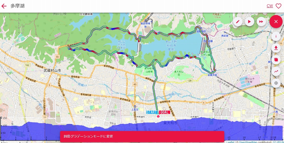 斜度に応じて色付けされる”斜度グラデーション”