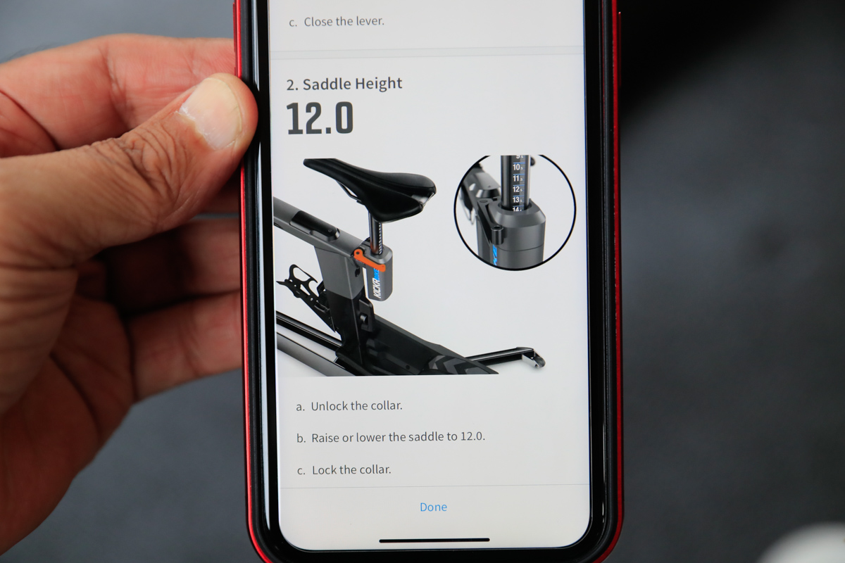 スマホでKICKR BIKE用のポジションを出すことができる