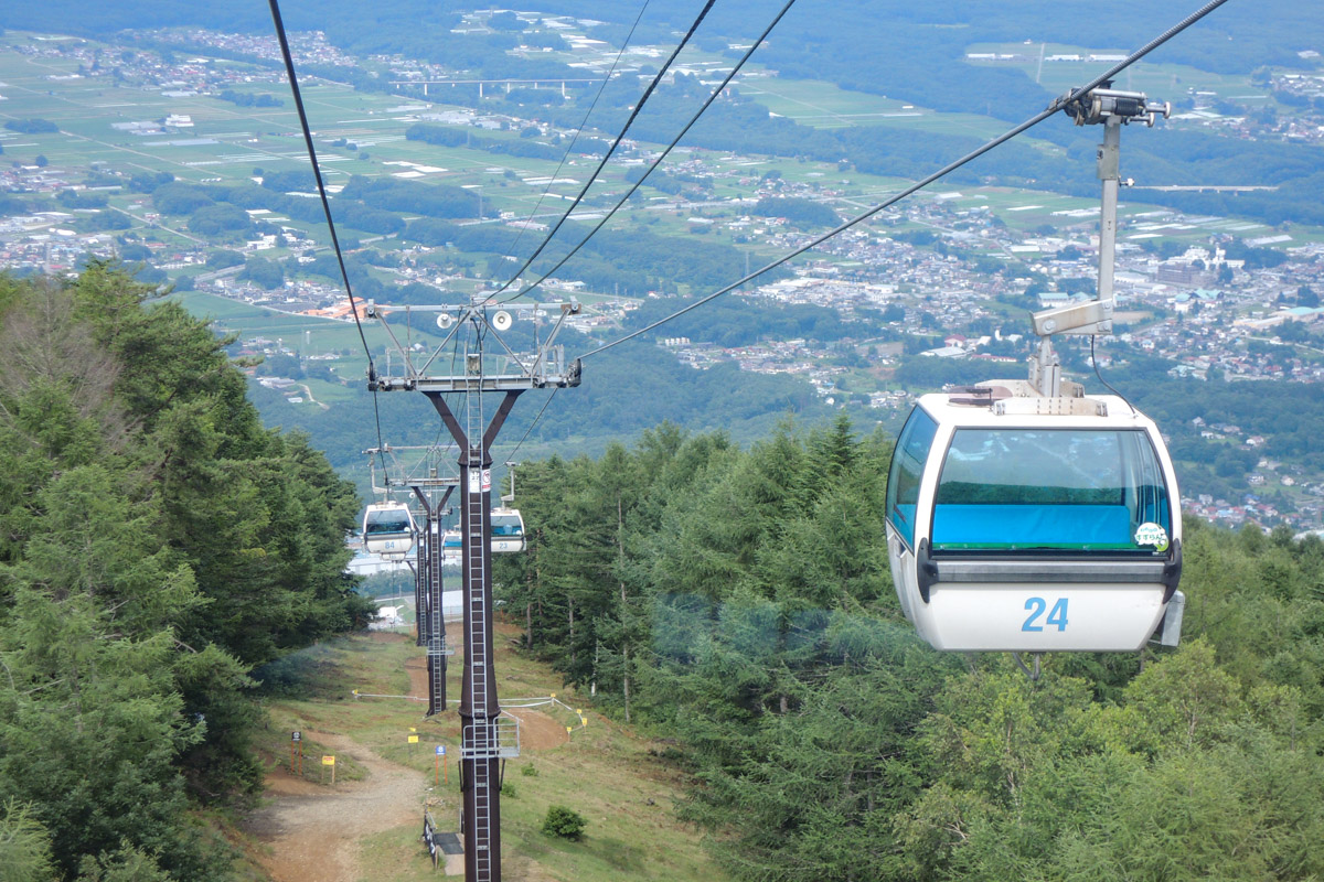 ゴンドラで富士見パララマリゾート山頂駅（標高1780m）まで登る