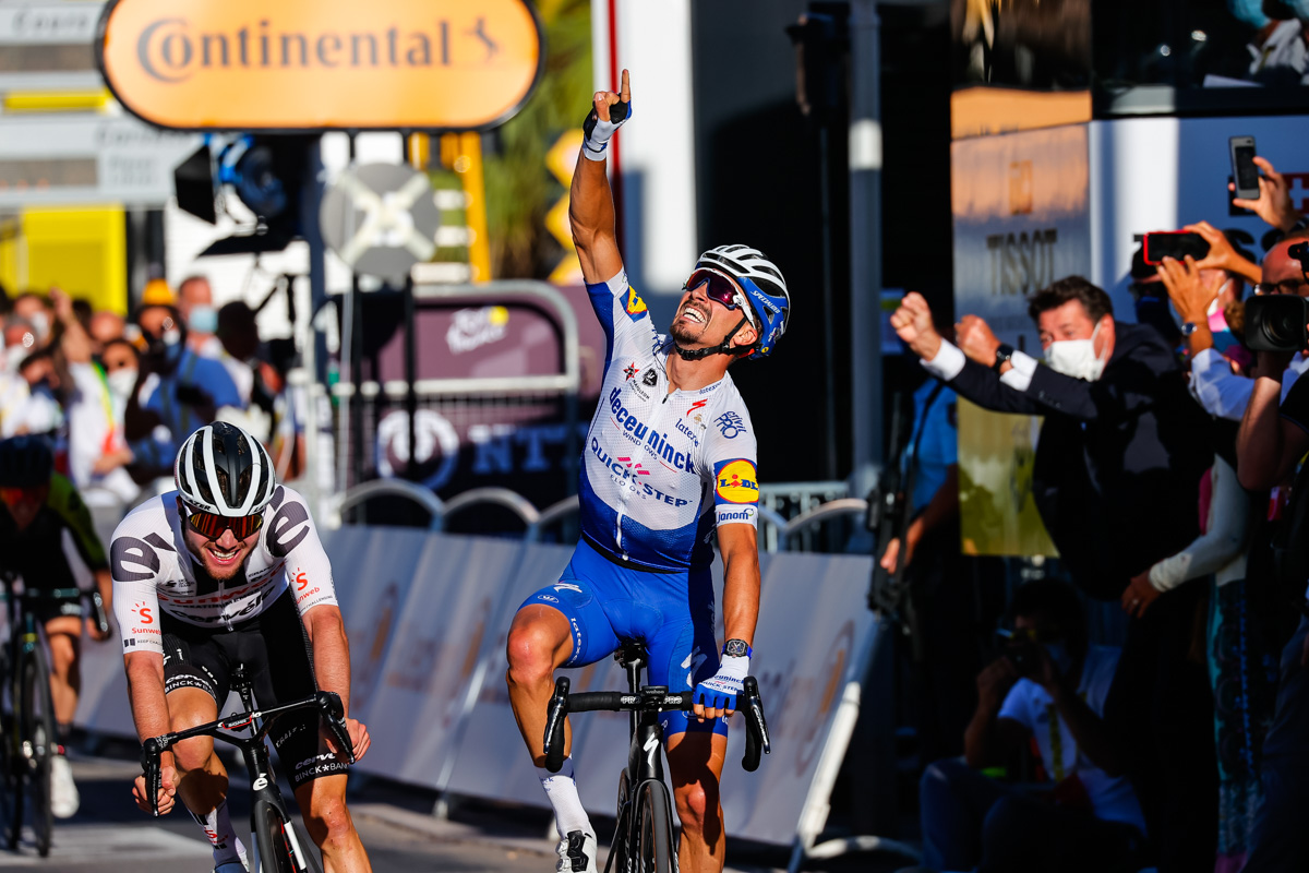 ツールのステージ優勝を飾ったジュリアン・アラフィリップ（フランス、ドゥクーニンク・クイックステップ）
