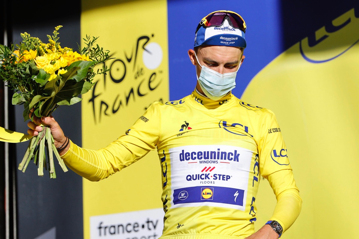 マイヨジョーヌを守ったジュリアン・アラフィリップ(フランス、ドゥクーニンク・クイックステップ)