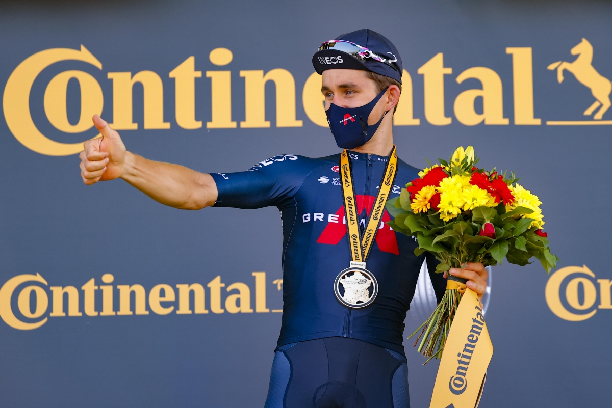 自身初のステージ優勝を飾ったミハウ・クフィアトコフスキ（ポーランド、イネオス・グレナディアーズ）