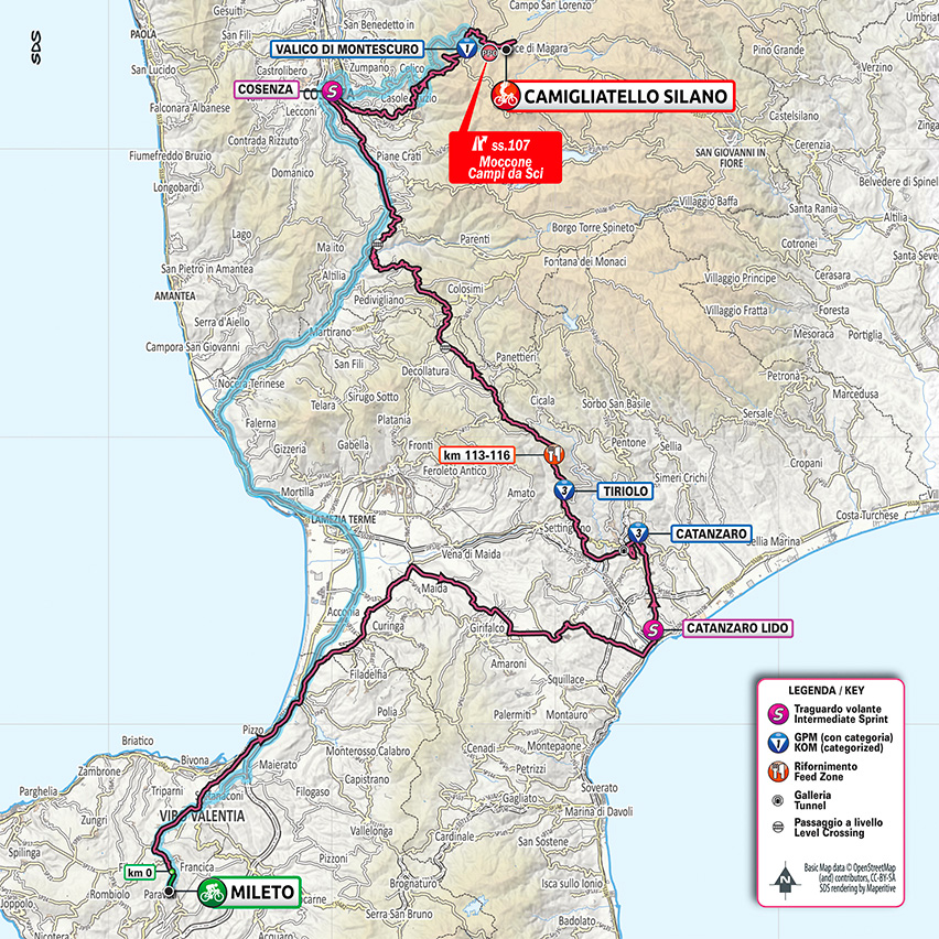 10月7日（水）第5ステージ　ミレート〜カミリアテッロシラノ　225km　☆☆☆☆