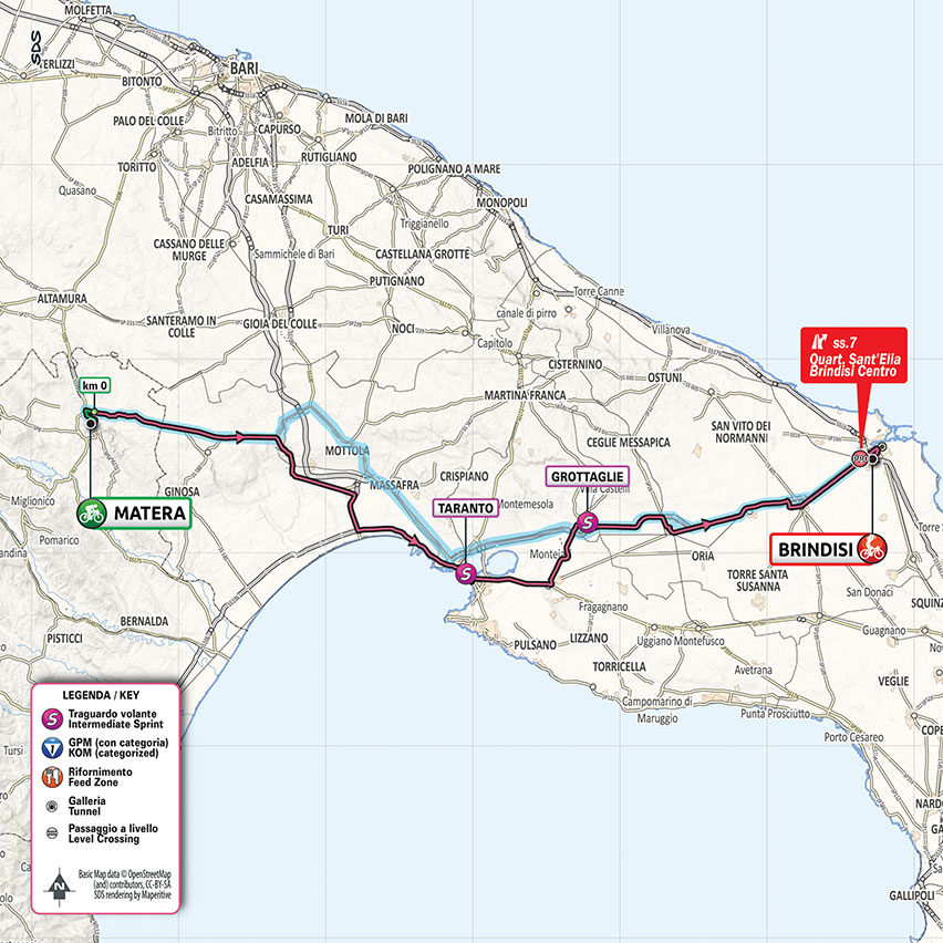 10月9日（金）第7ステージ　マテーラ〜ブリンディジ　143km　☆