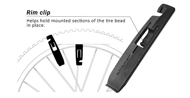 タイヤを外す際に使いやすい小型のレバーも付属する