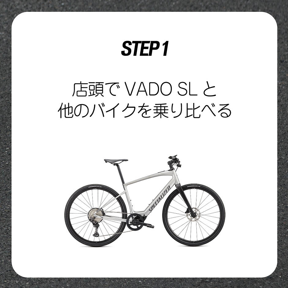 全国の試乗可能店舗にて、Vado SLとE-BIKEを乗り比べる