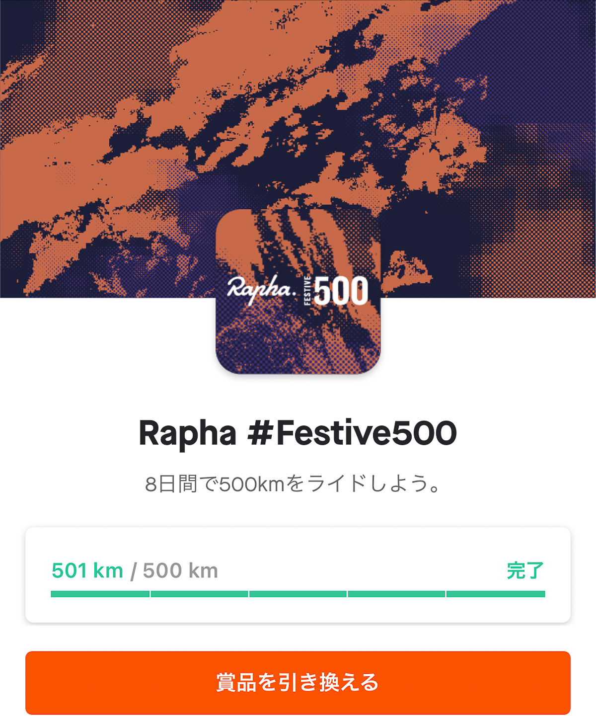 festive500達成のお知らせ。世界最速達成の確認は世界中の記録をみてからになる