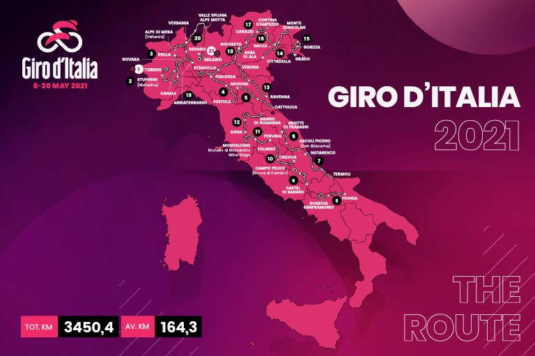 ジロ・デ・イタリア2021コース全体図