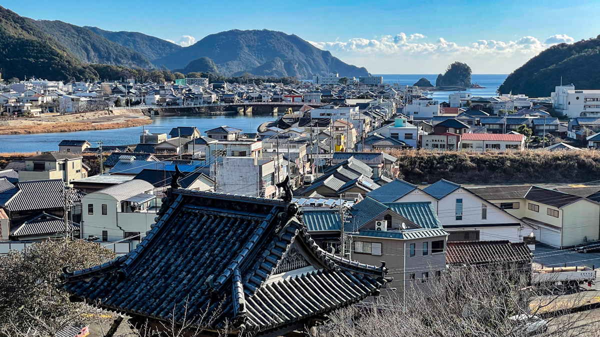 薬王寺から見下ろす美波(旧日和佐)の町並み
