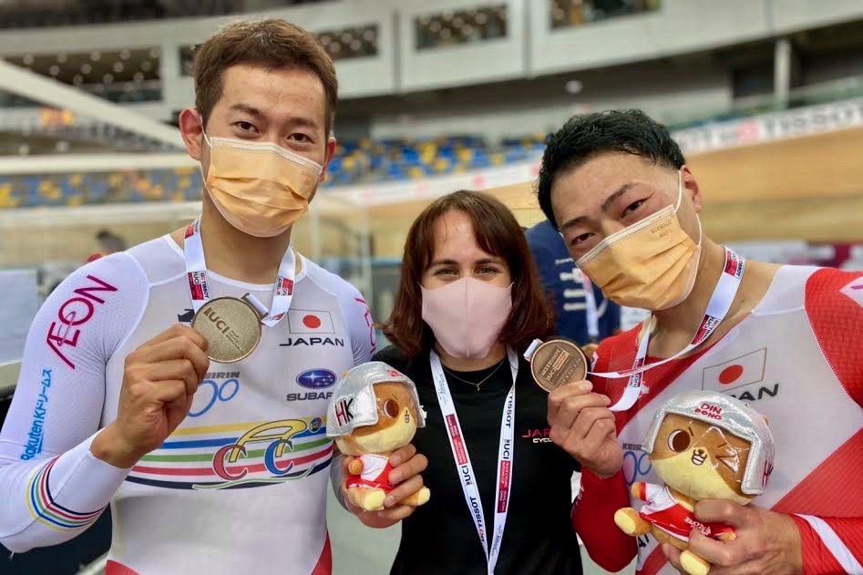 男子ケイリン:脇本雄太(チームブリヂストンサイクリング/JPCU福井)と新田祐大(ドリームシーカーレーシングチーム/JPCU福島)が銀&銅メダル