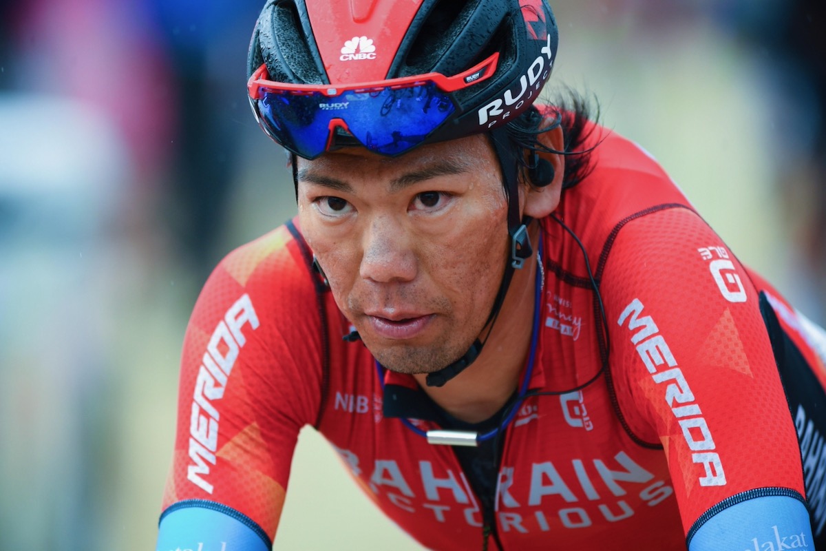 60位でフィニッシュした新城幸也(バーレーン・ヴィクトリアス)